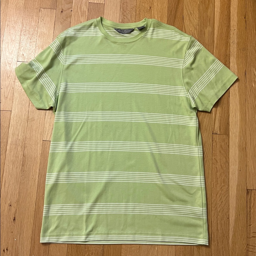 Daniel Cremieux Light Green T-Shirt with White Stripes 100% pima cotton, new